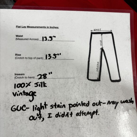 Vintage 90s 100% Silk Pleated Pants Womens 10 Red High Rise Christmas Holiday - Picture 5 of 16